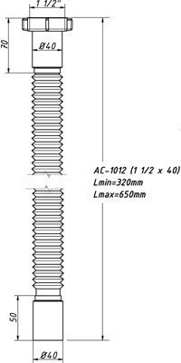 Гибкая труба 1 1/2х40 L-650 мм  АС-1012 (О)