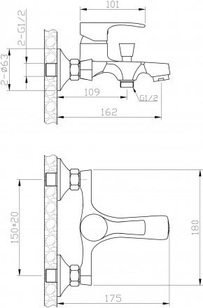 Смеситель для ванны с душем Agger Fine A1110000