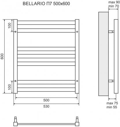 Полотенцесушитель водяной Lemark Bellario П7 LM68607 500x600