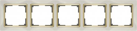 Рамка на 5  постов (слоновая кость/золото) W0051933 Werkel