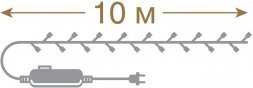 VEGAS   Электрогирлянда &quot;Нить&quot; 100 красных LED ламп, контроллер 8 режимов, зеленый провод, 10 м, 220 v /20 55065